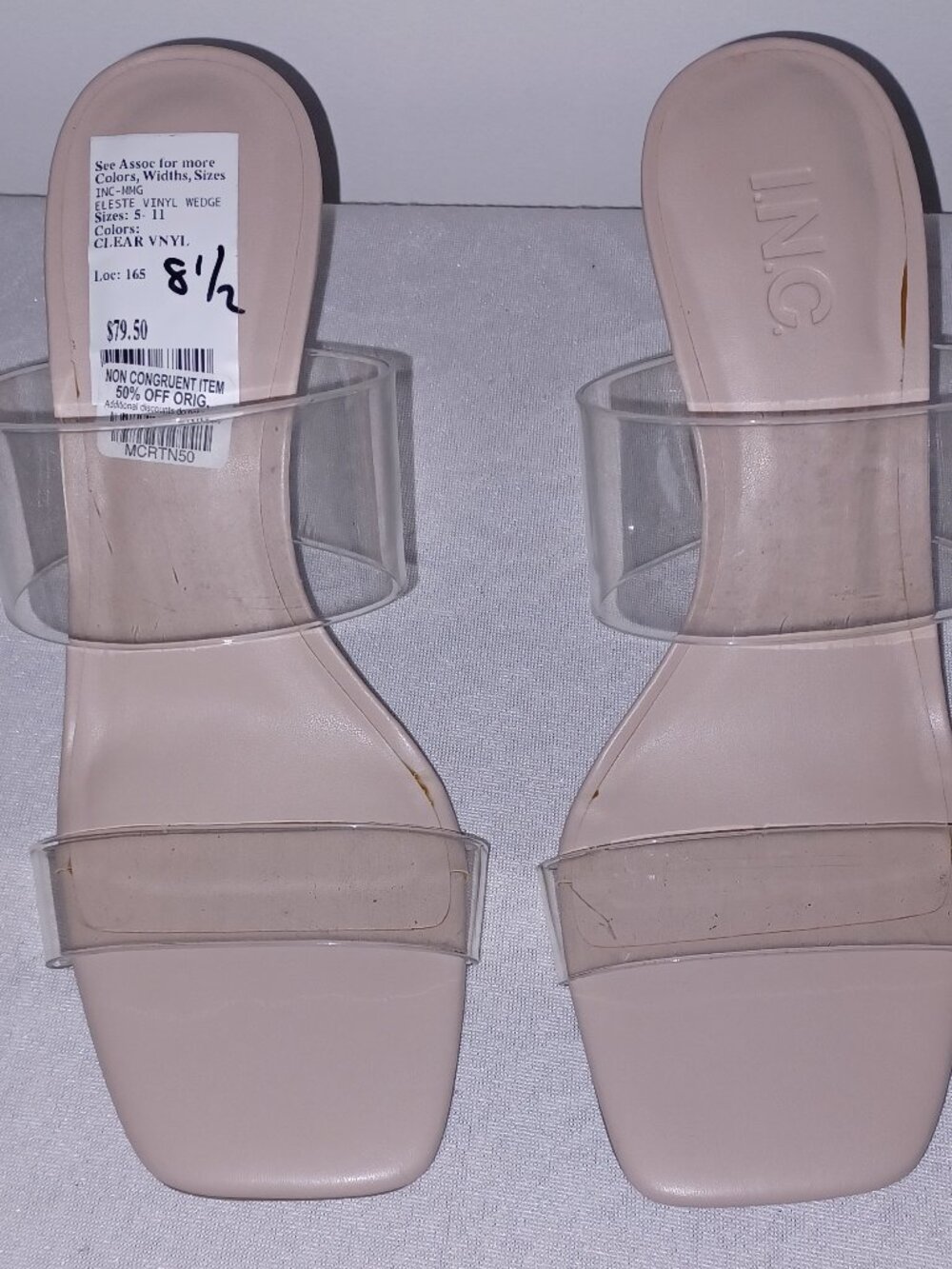 INC Eleste Clear Vinyl Wedge